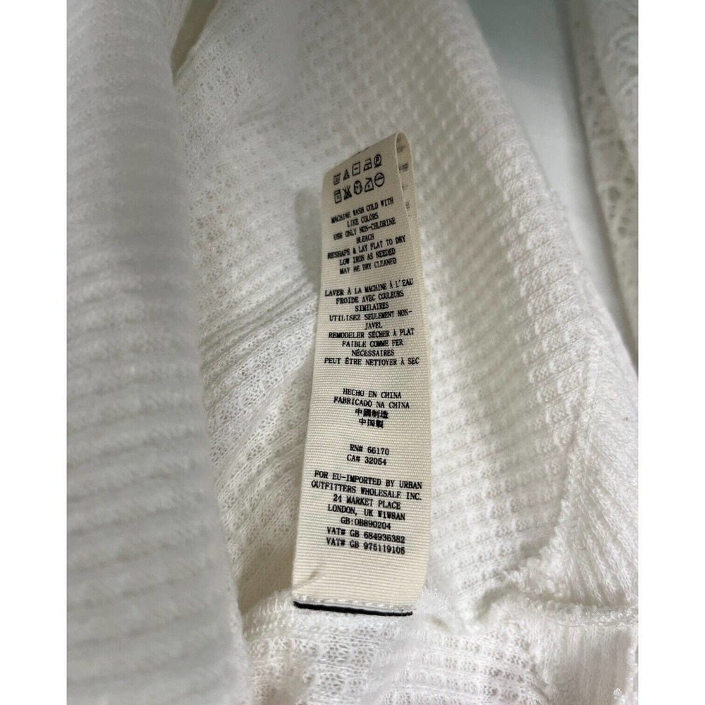 Free People Top Womens S Sweetest Thing Waffle Embroidered Boho Peasant Ivory - Picture 10 of 16